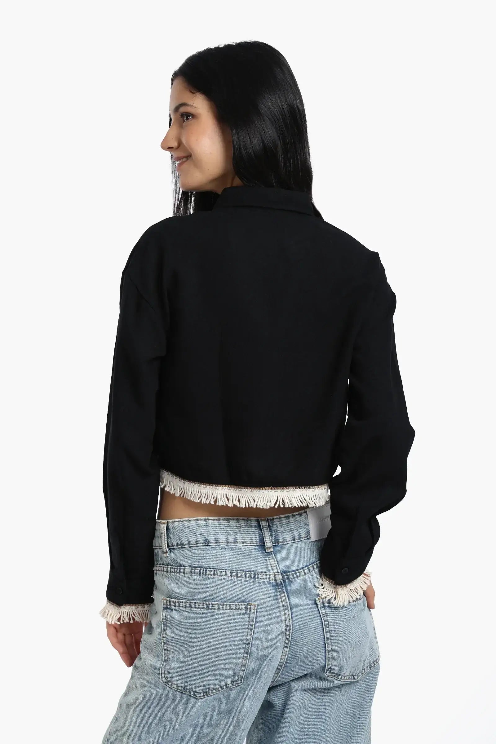 Shirt with White Fringes