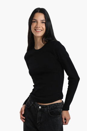 Ribbed Round Neck Top