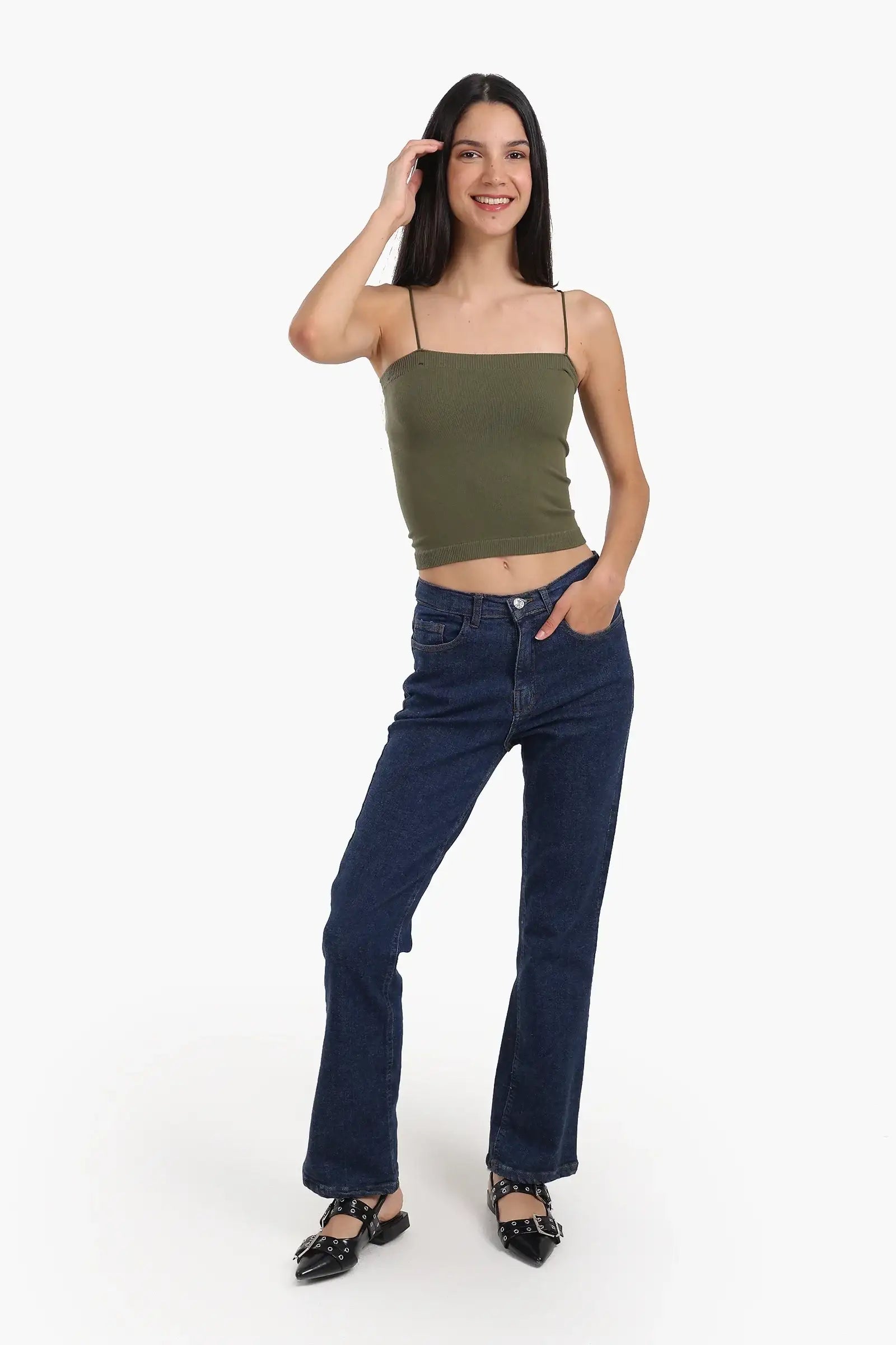 Ribbed Square Neck Top