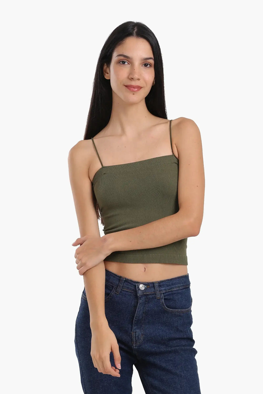 Ribbed Square Neck Top