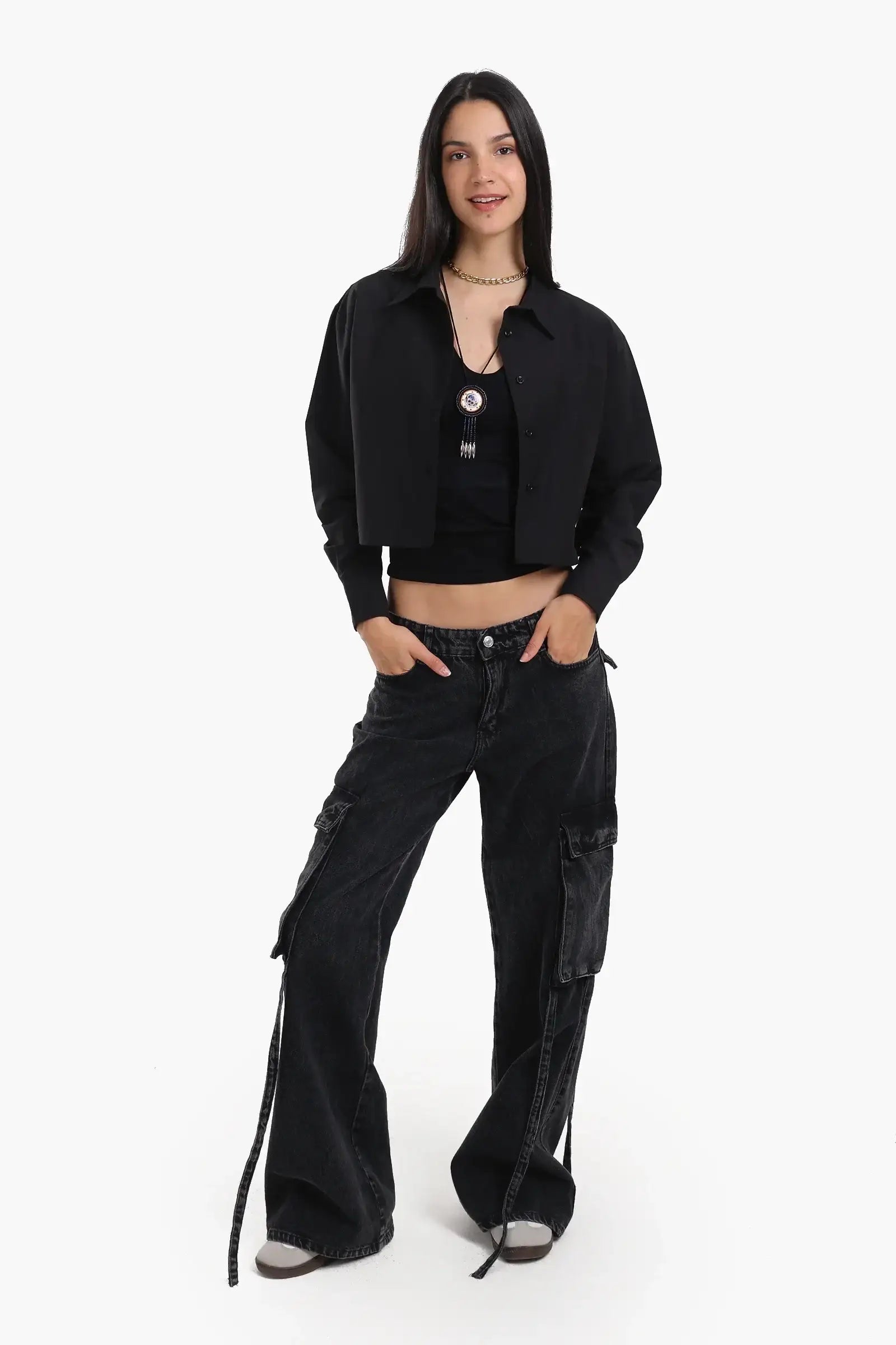 Dropped Shoulder Cropped Shirt
