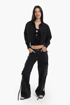 Dropped Shoulder Cropped Shirt