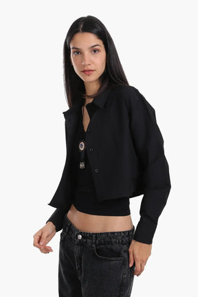 Dropped Shoulder Cropped Shirt
