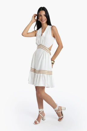 Crochet Detail White Dress