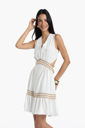 Crochet Detail White Dress