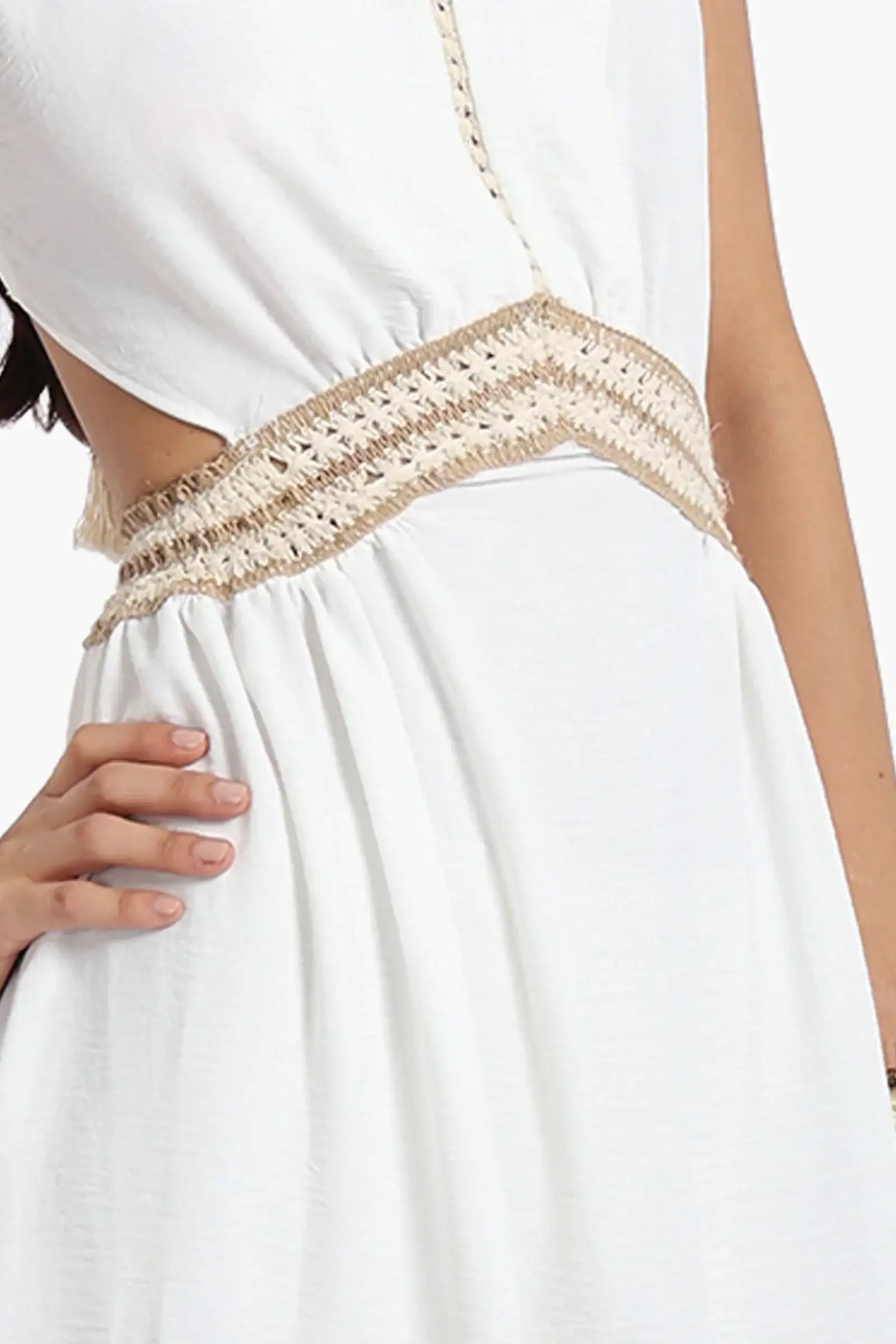 Crochet Detail White Dress