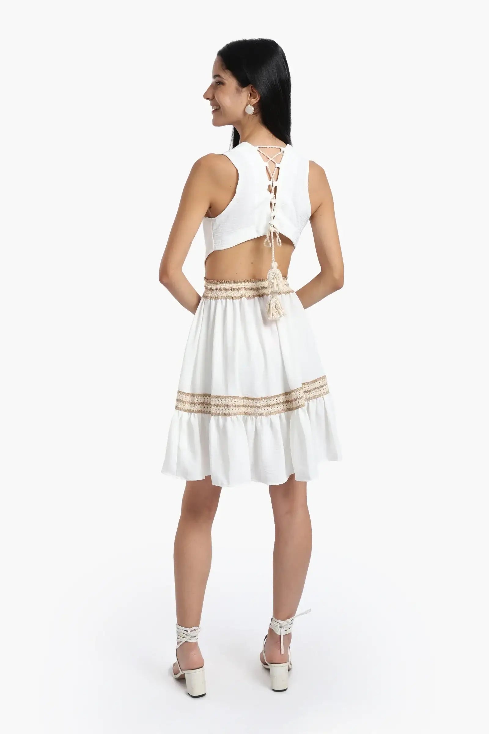Crochet Detail White Dress