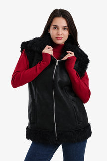 Faux Leather & Fur Vest