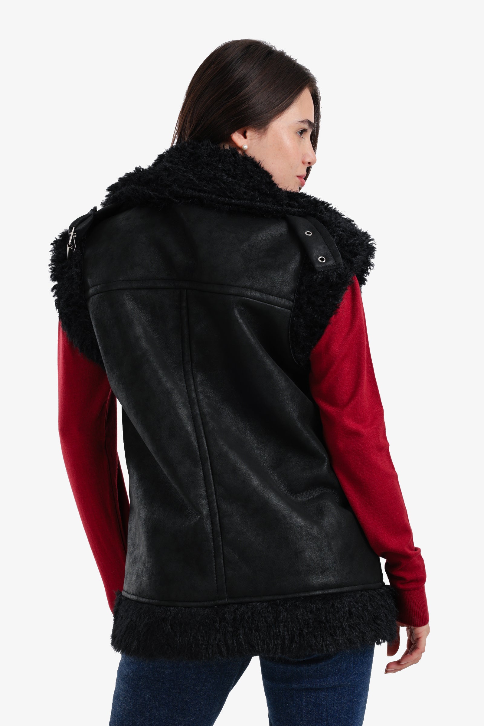 Faux Leather & Fur Vest
