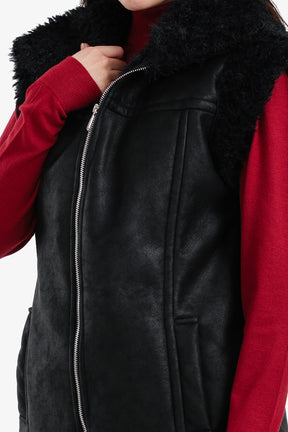 Faux Leather & Fur Vest