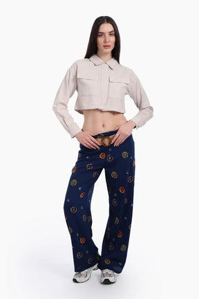 High Rise Printed Pants