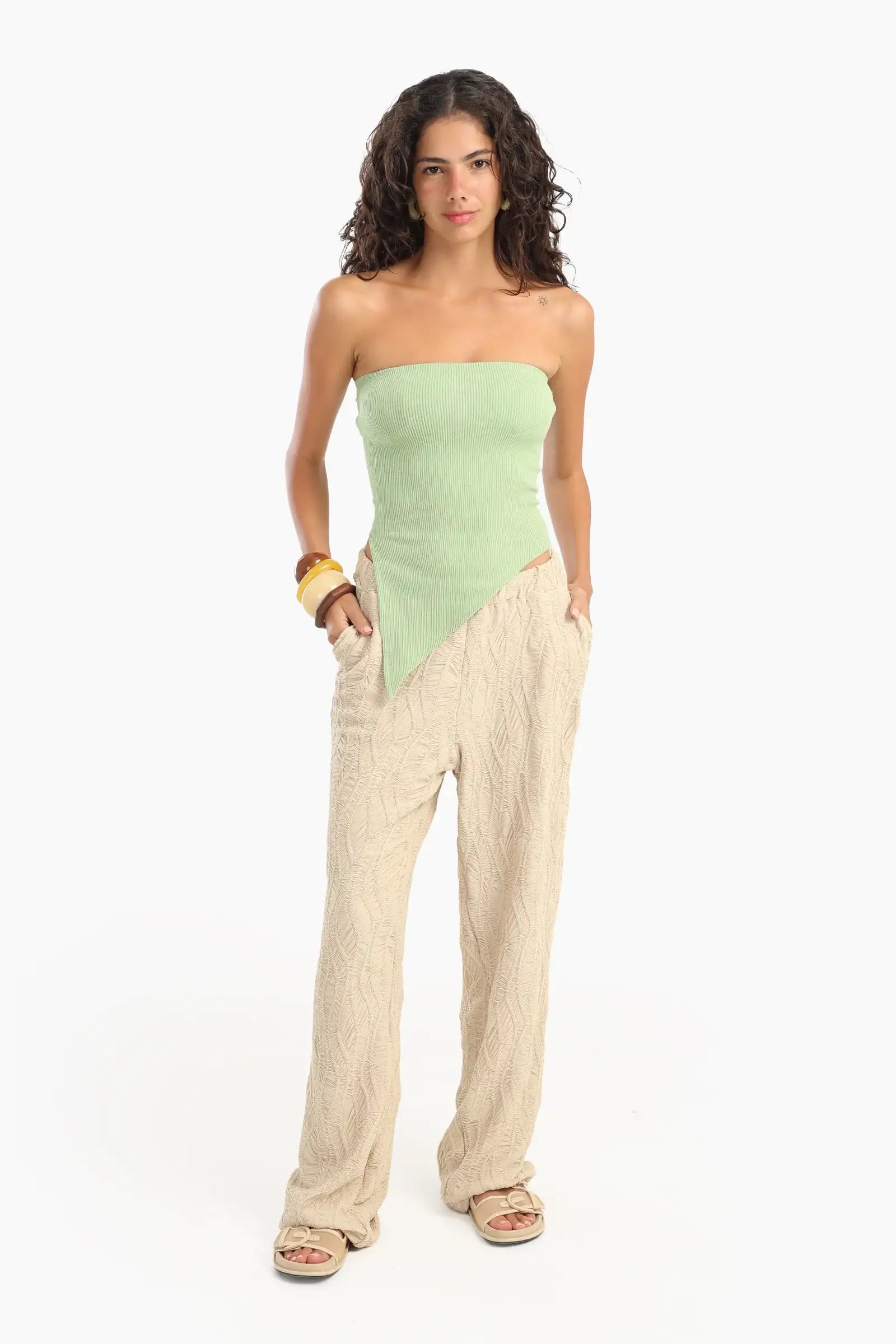 Asymmetrical Strapless Top