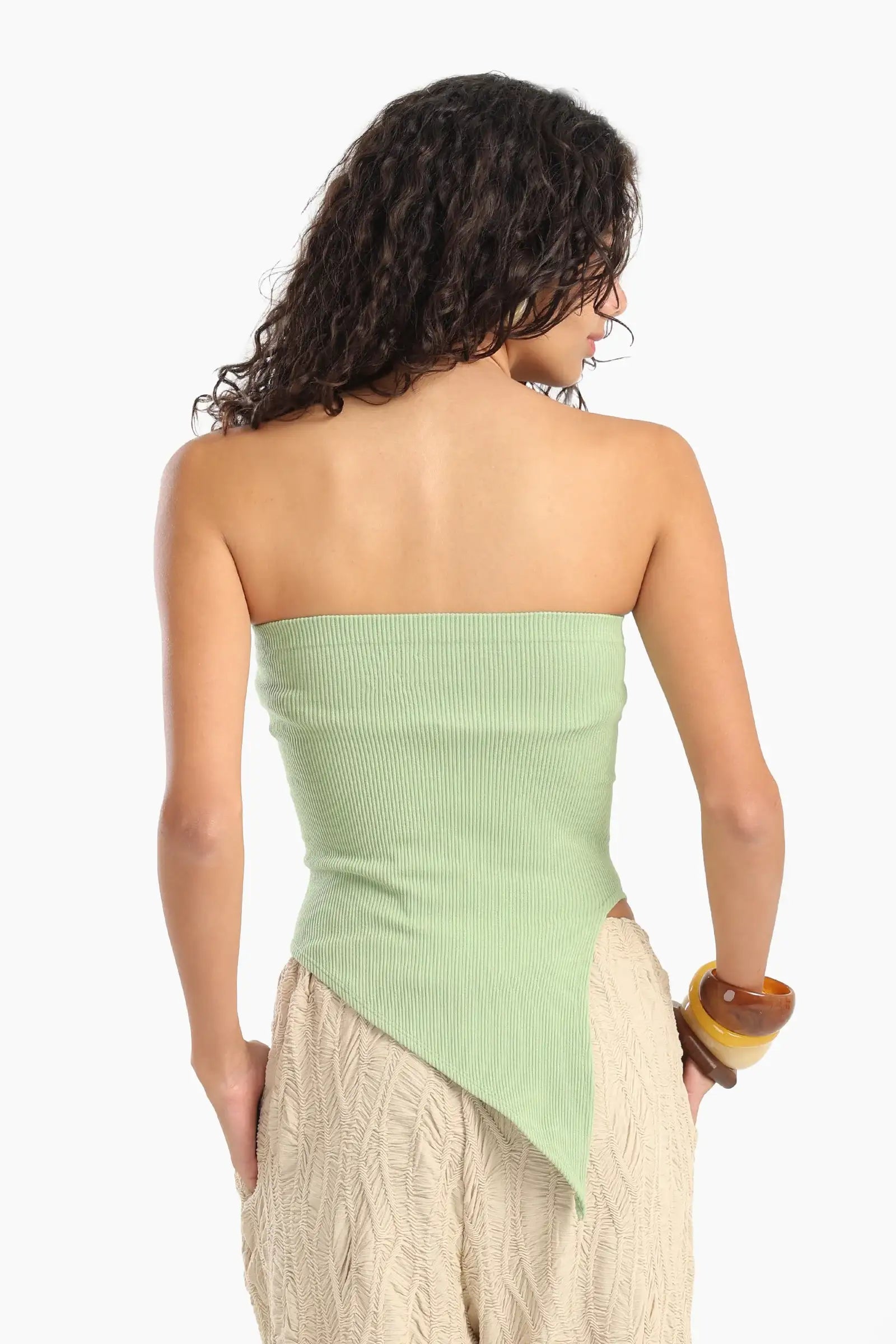 Asymmetrical Strapless Top