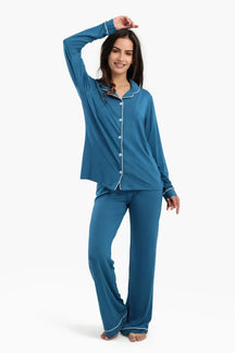 بيجامة فيسكوز بشريط بلون مختلف