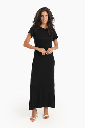 Solid Pattern Midi Dress