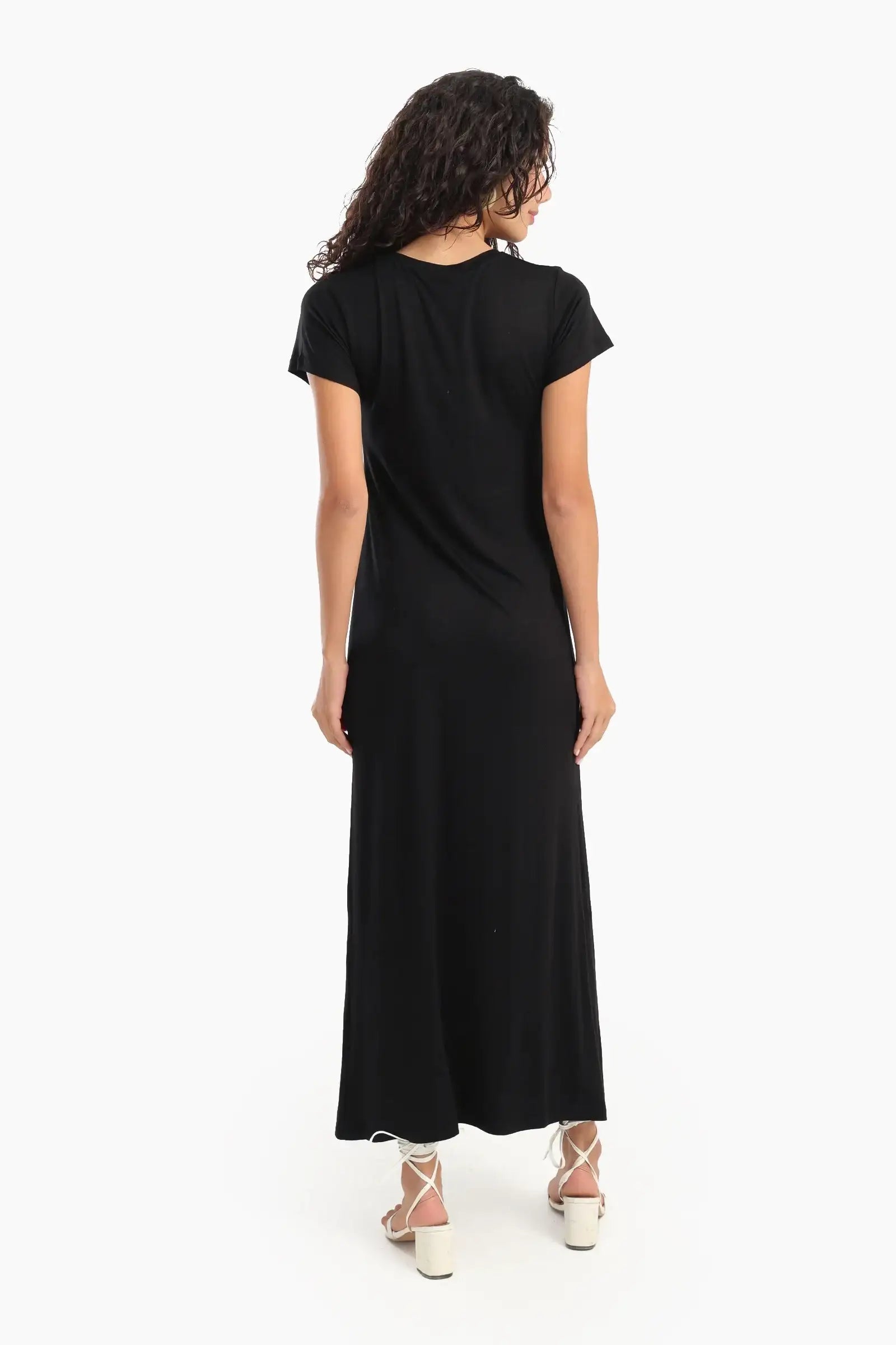 Solid Pattern Midi Dress