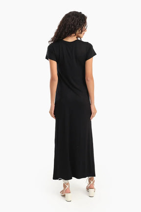 Solid Pattern Midi Dress