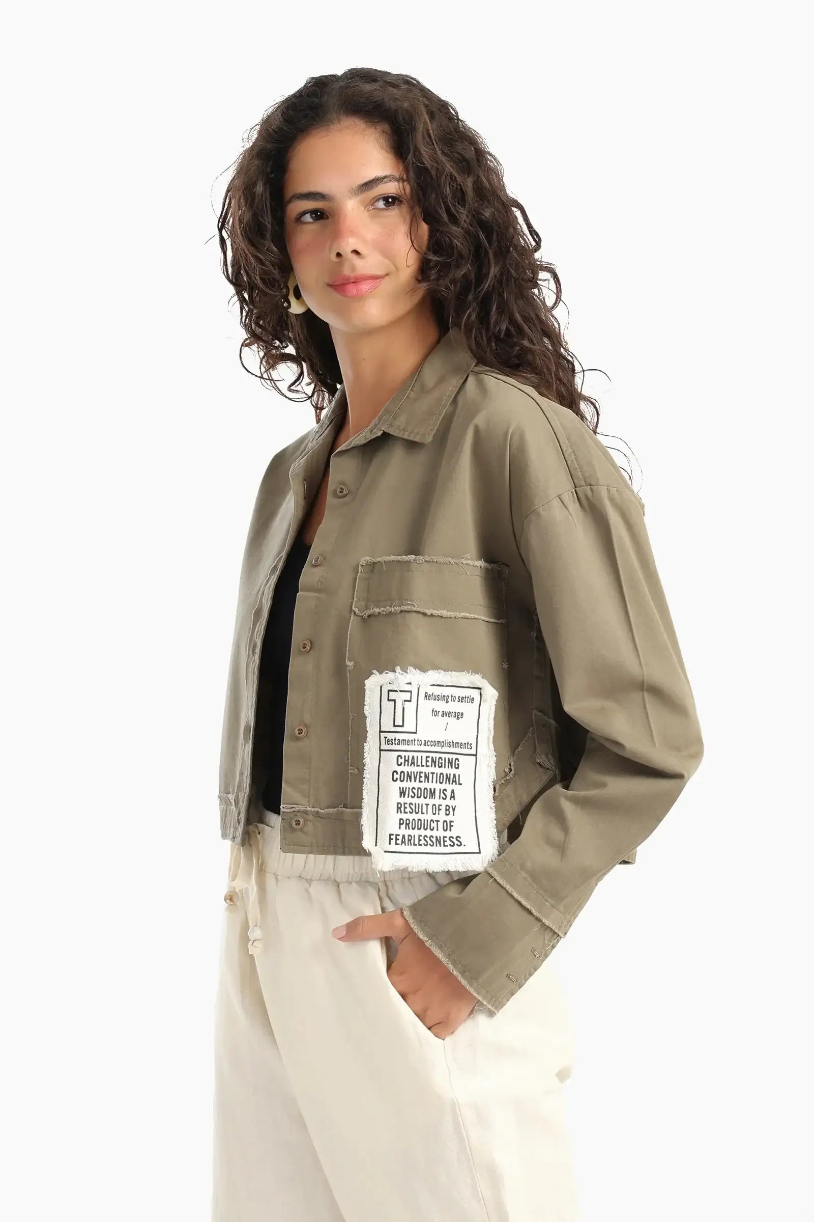 Cropped Shirt with Side Print