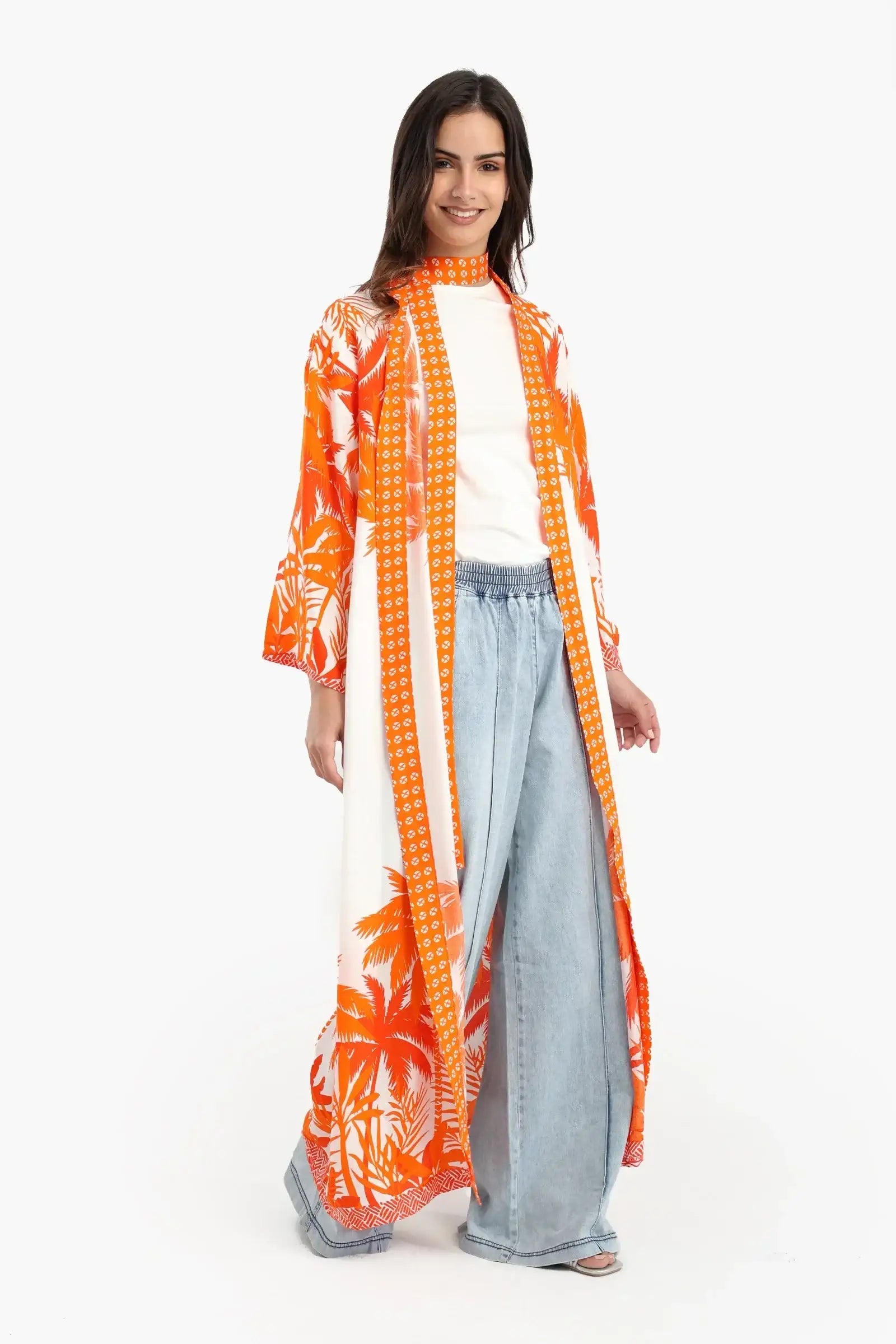 Palm Trees Printed Kimono