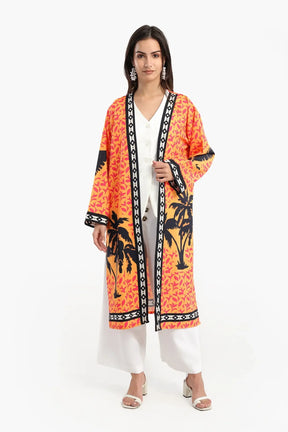 Colorful Palm Printed Kimono