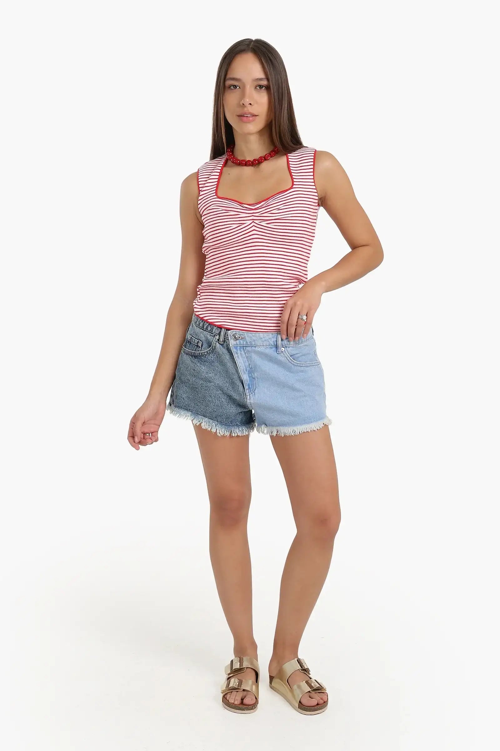 Sleeveless Cut Tank Top