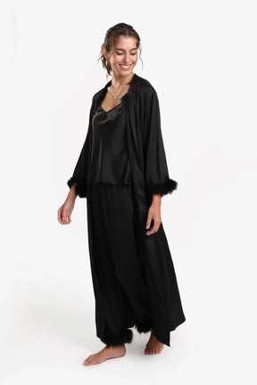 Black Maxi Satin Robe