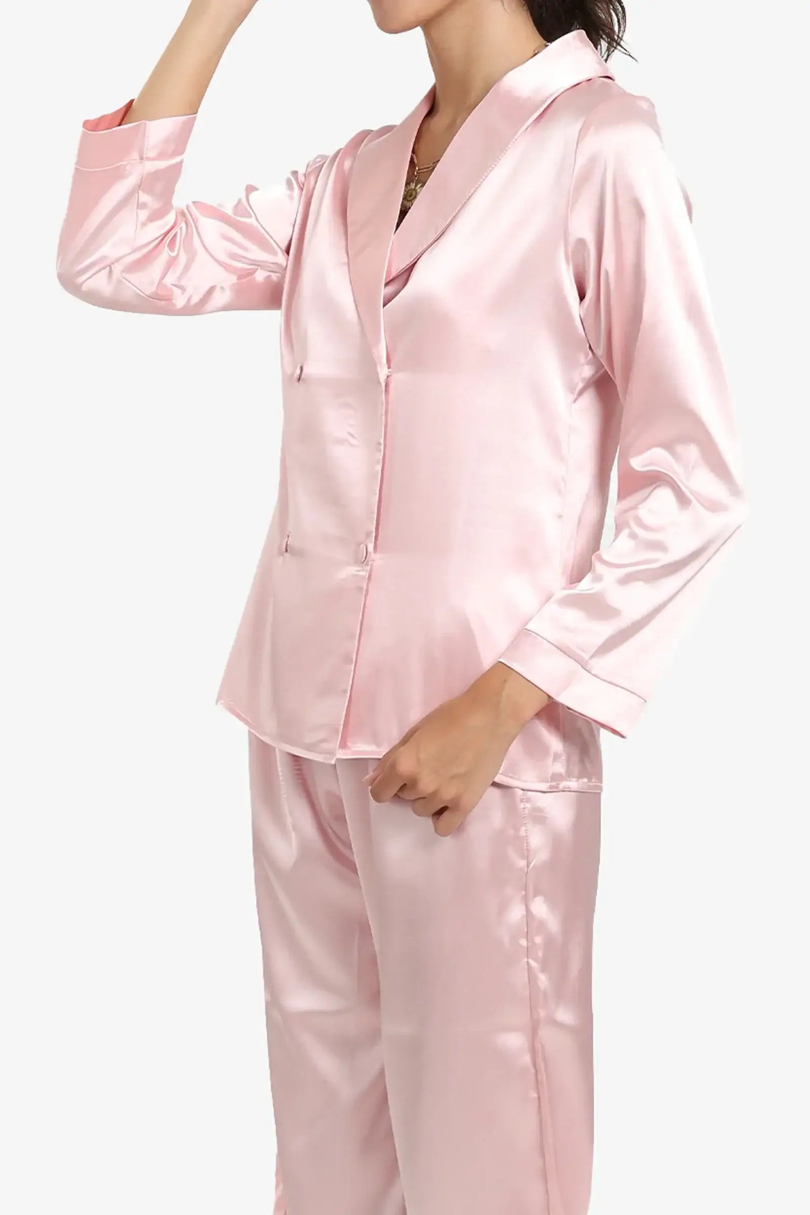 Double-Breasted Satin Pyjama Set