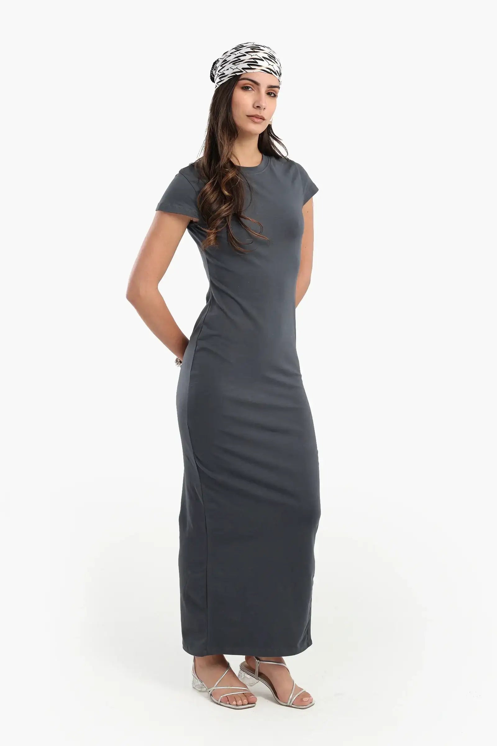 long dress slim Slim-Fit Maxi With Slit up closure that allows What to wear to Swatch:#FC747A Color:Painted Plaid Brown