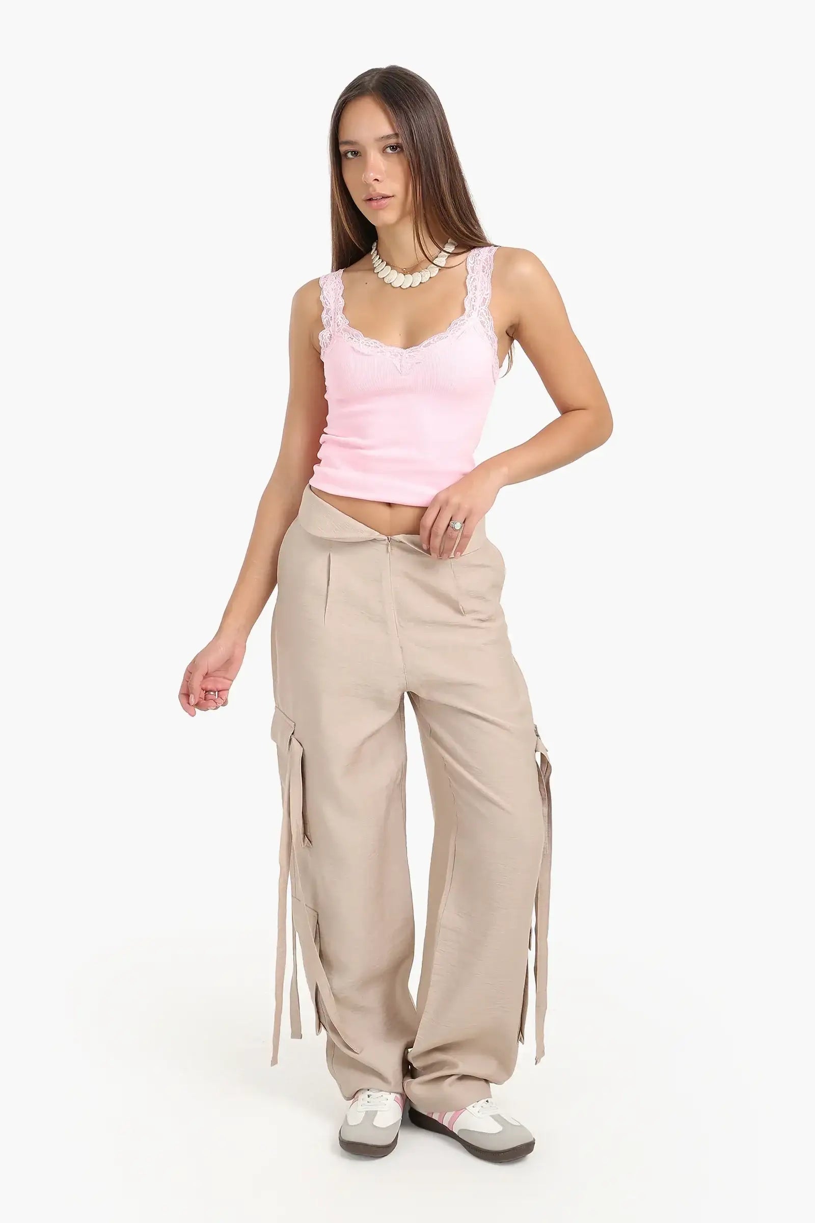 بنطلون كارغو بخصر مطوي
