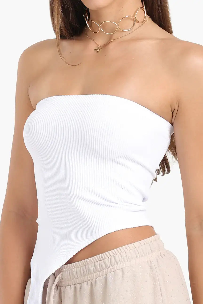 Asymmetrical Strapless Top
