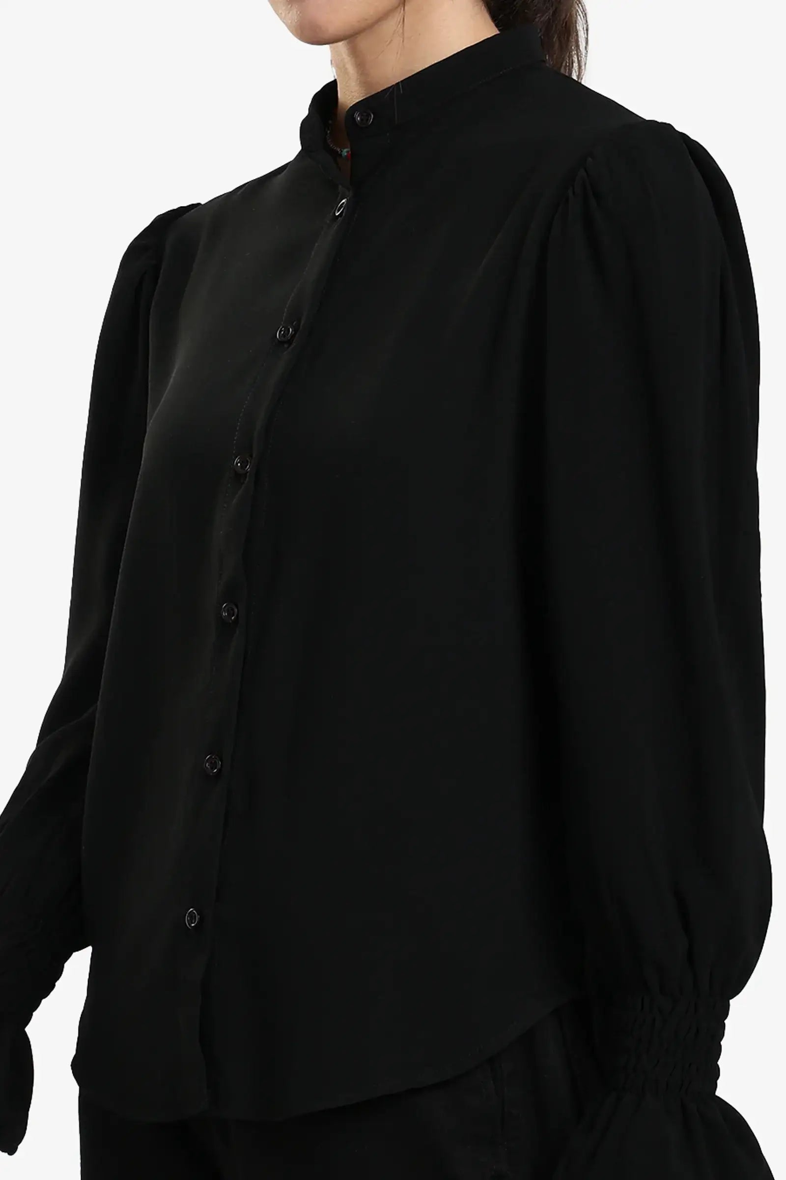 Black Vintage Ruffle Blouse