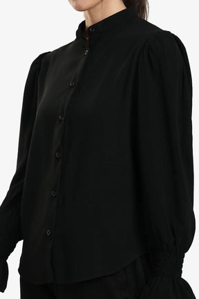 Black Vintage Ruffle Blouse