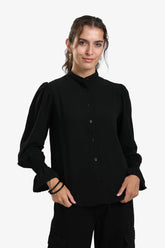 Black Vintage Ruffle Blouse