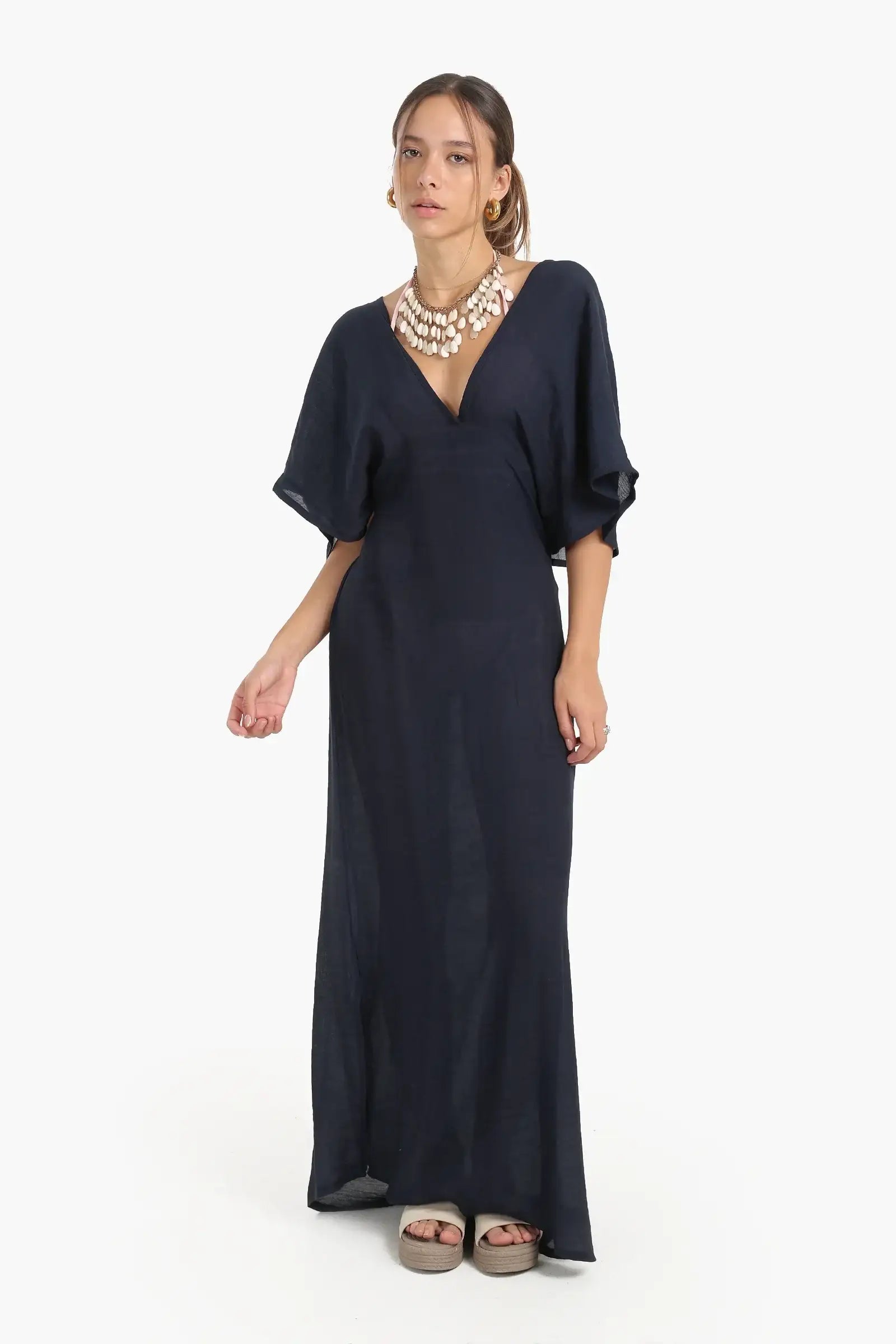 Deep V-Neckline Beach Dress