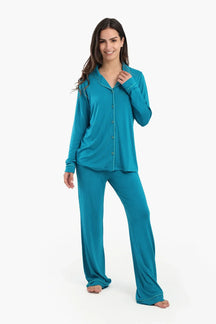 بيجامة فيسكوز بشريط بلون مختلف