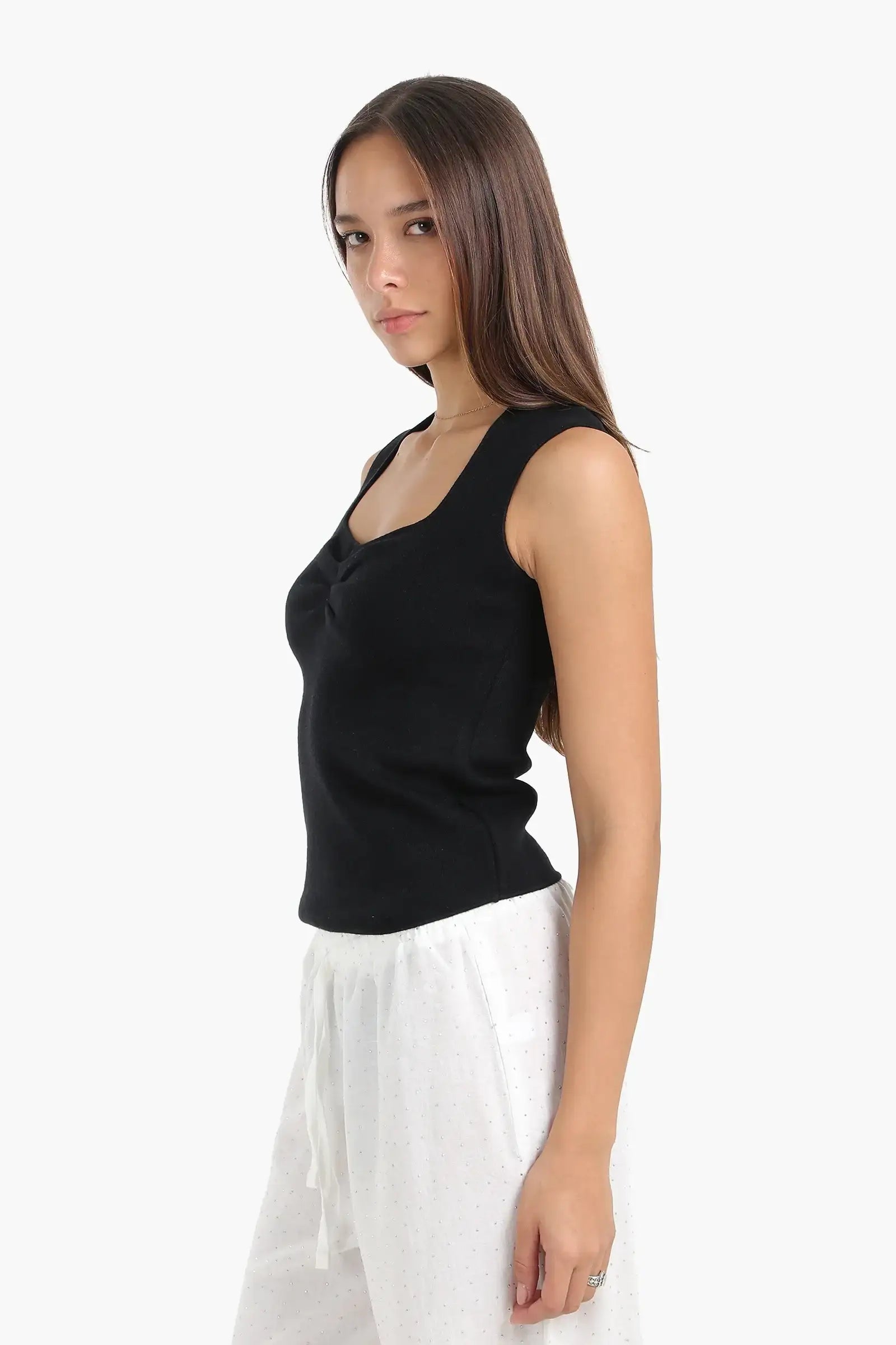 Sleeveless Cut Tank Top