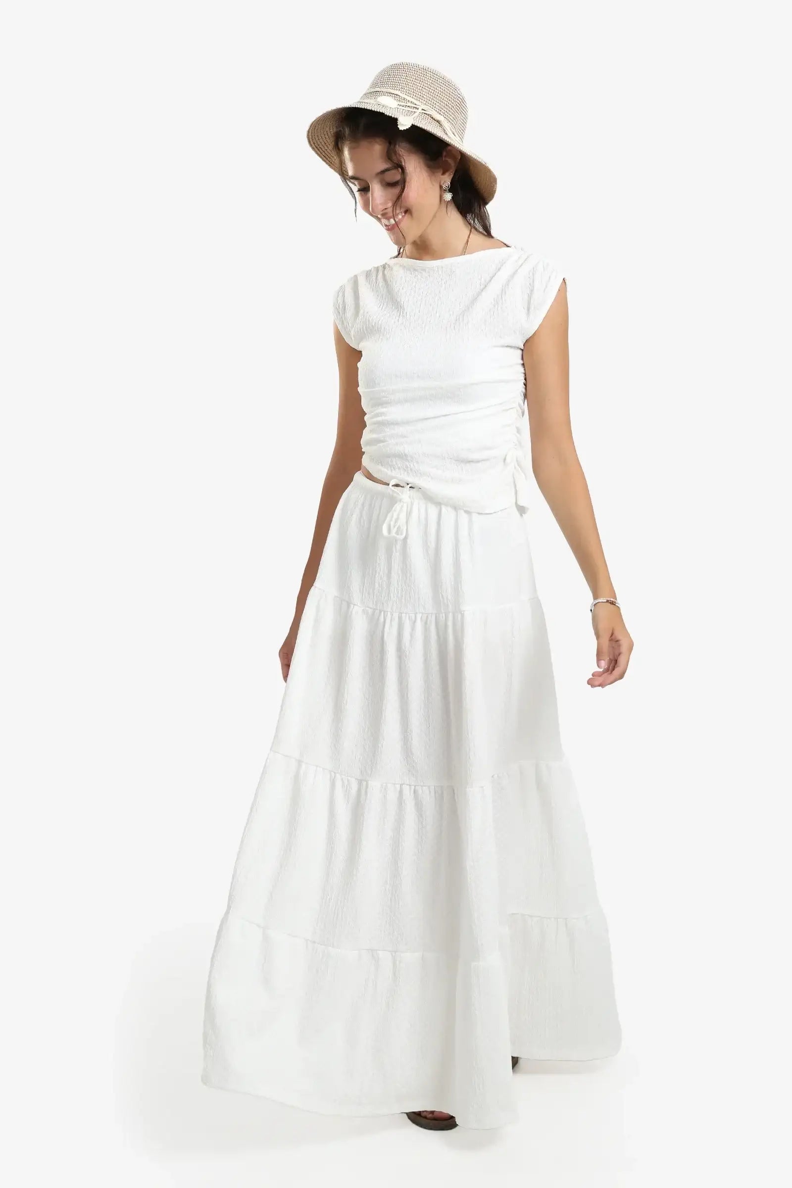 Ruched White Top