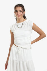 Ruched White Top