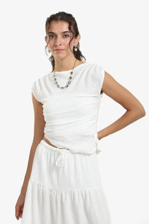 Ruched White Top