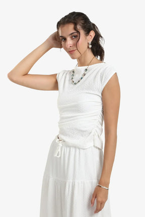 Ruched White Top