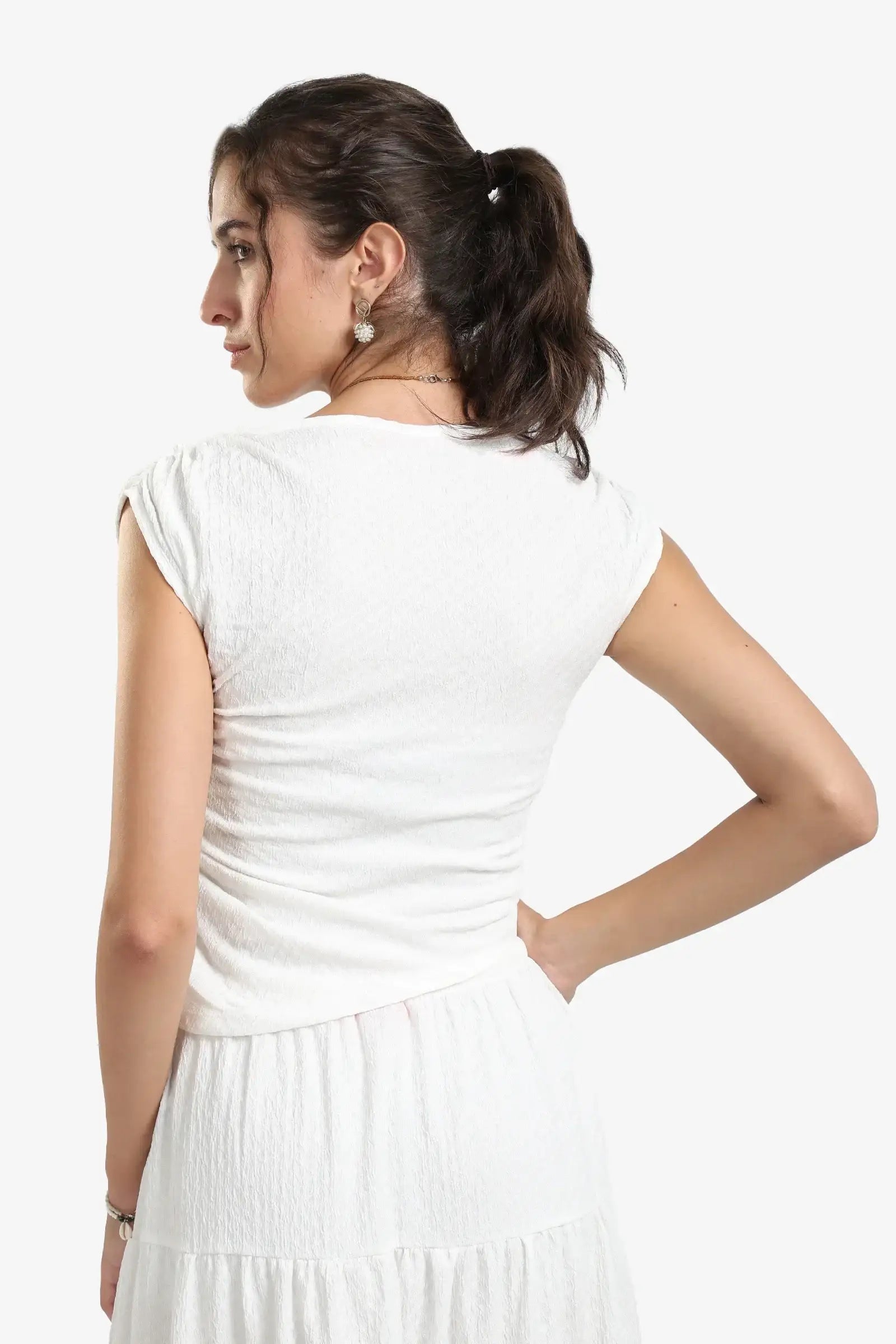 Ruched White Top