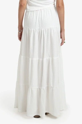 White Maxi Tiered Skirt