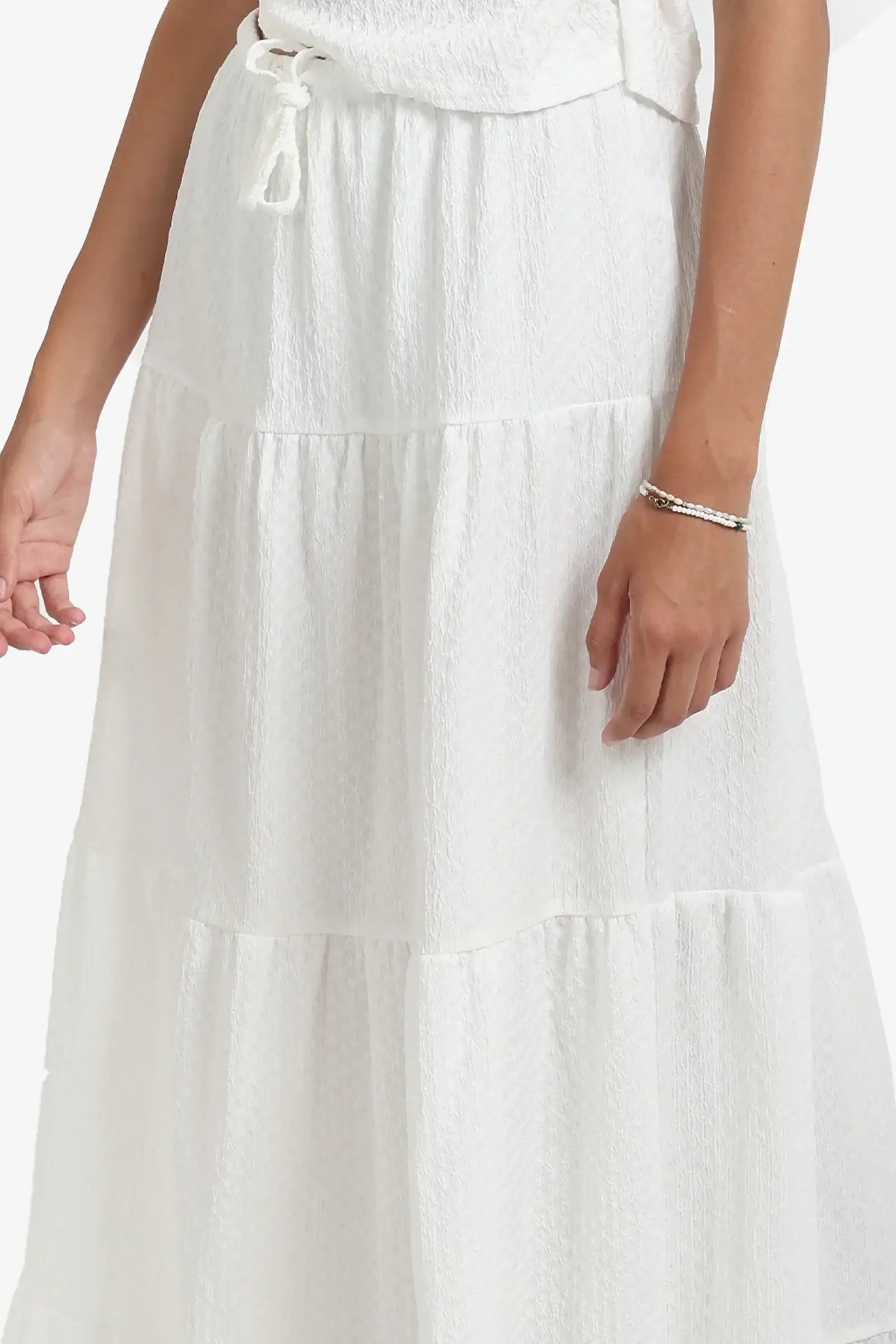White Maxi Tiered Skirt