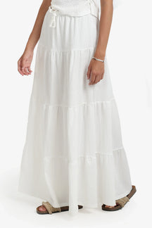White Maxi Tiered Skirt