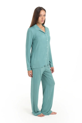 بيجامة فيسكوز بشريط بلون مختلف