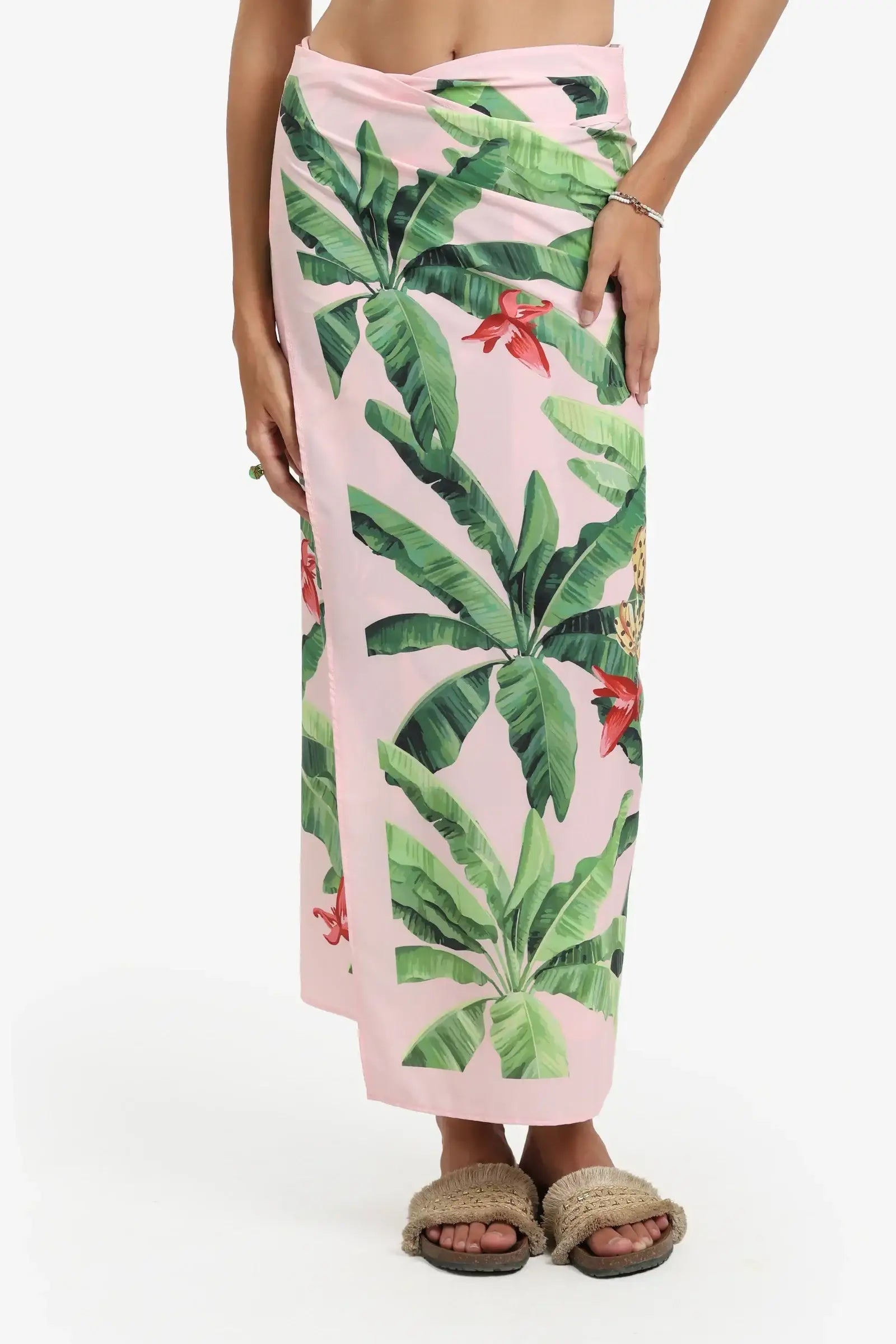 Leaves Print Beach Sarong Wrap
