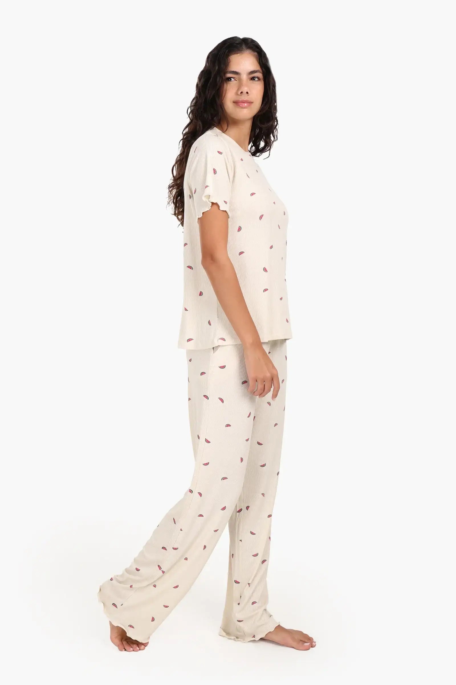 Watermelon Print Viscose Pyjama Set
