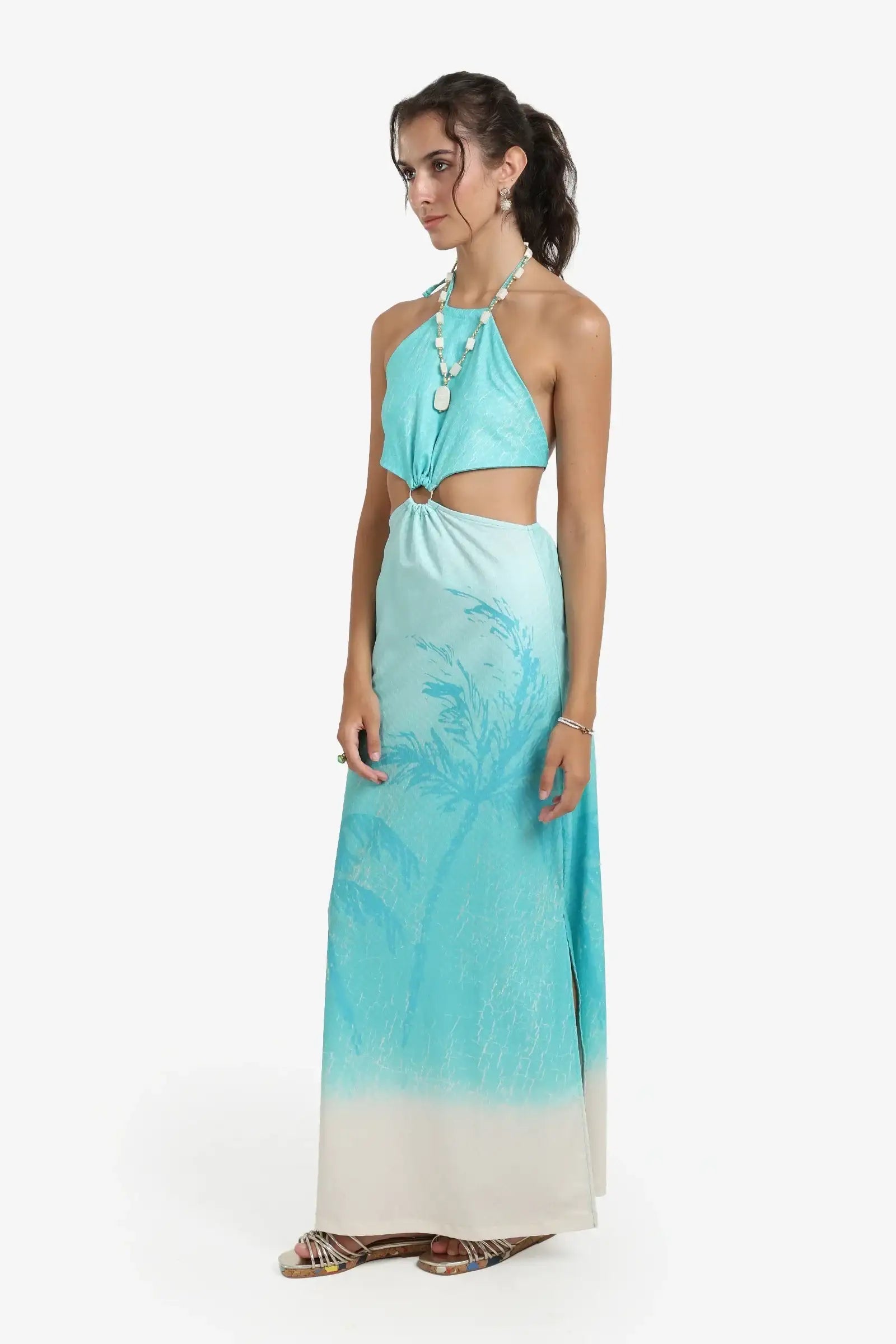 Tropical Palm Print Dress