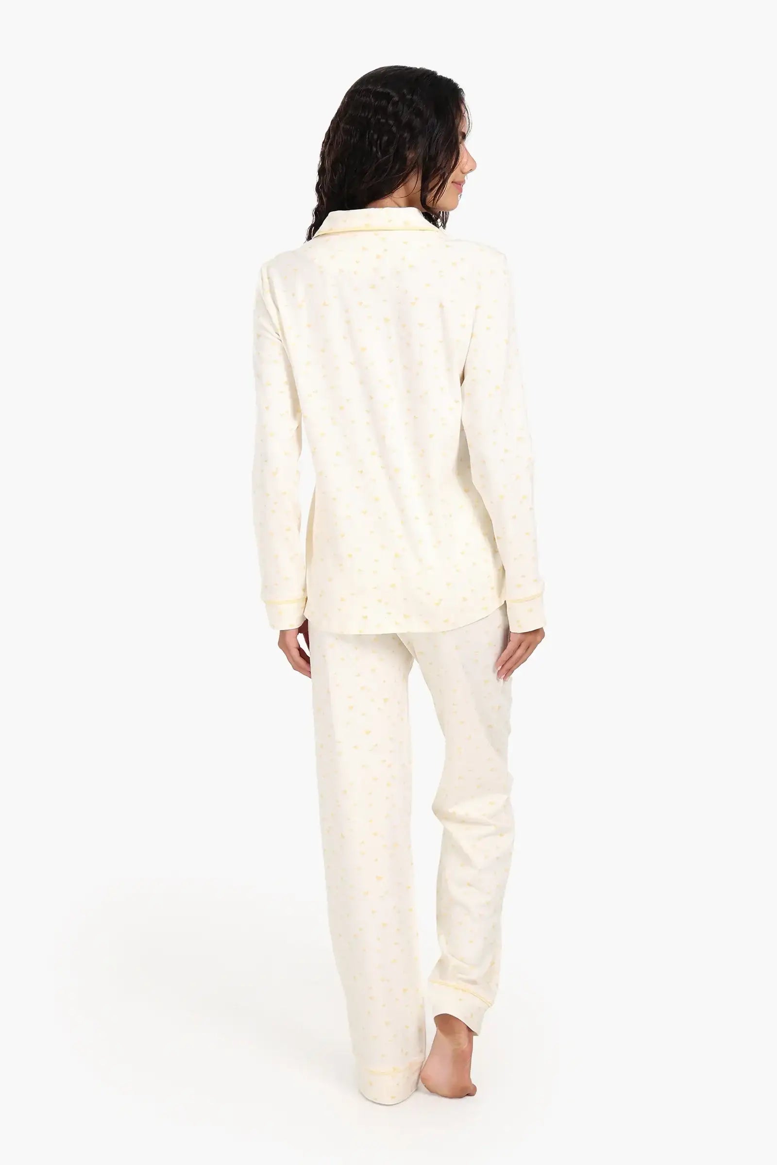Yellow Hearts Cotton Pyjama Set