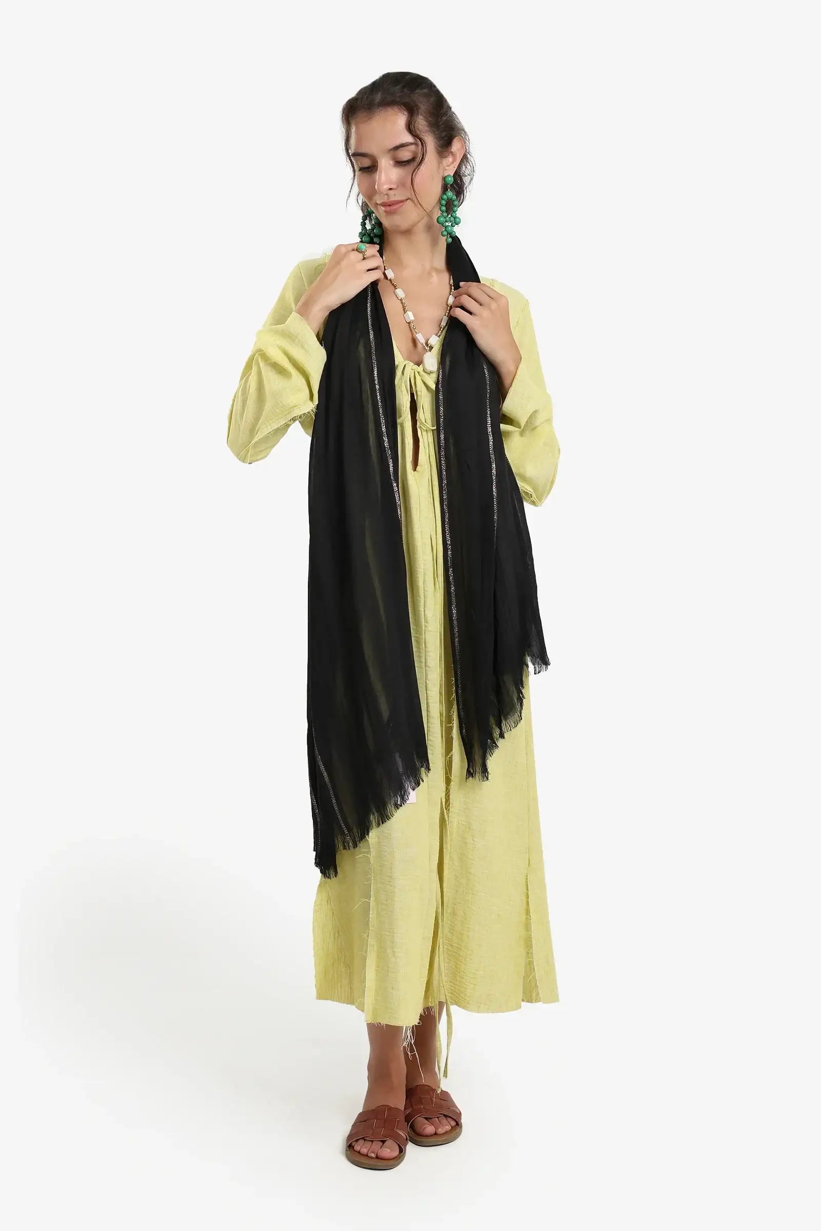 Black Glitter Stripe Scarf